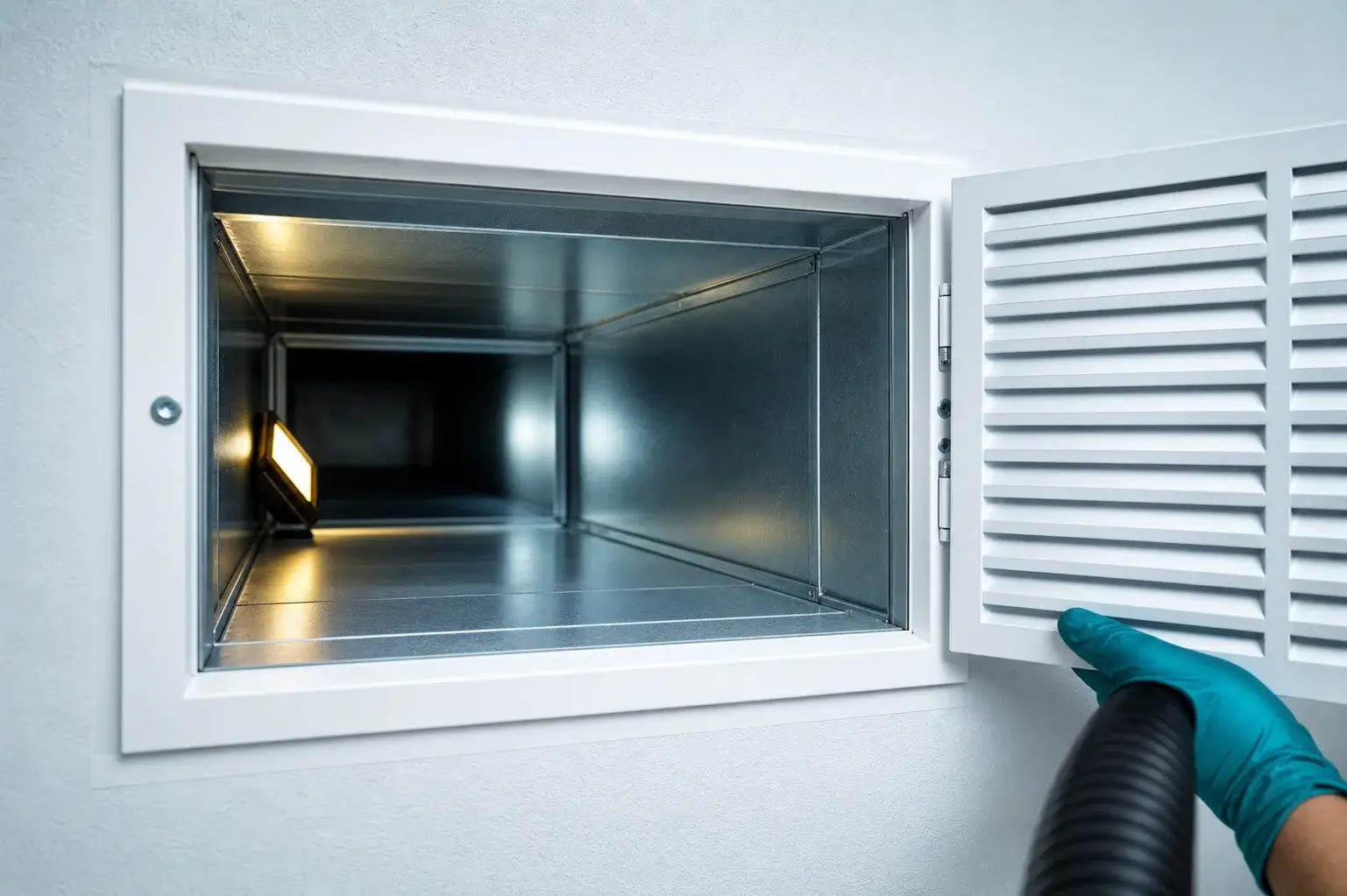 Air duct after professional cleaning