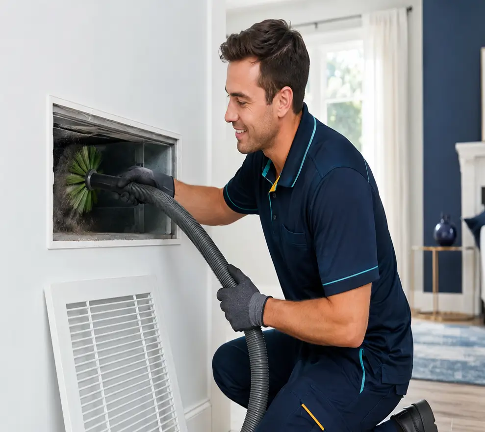 Air duct cleaning technician