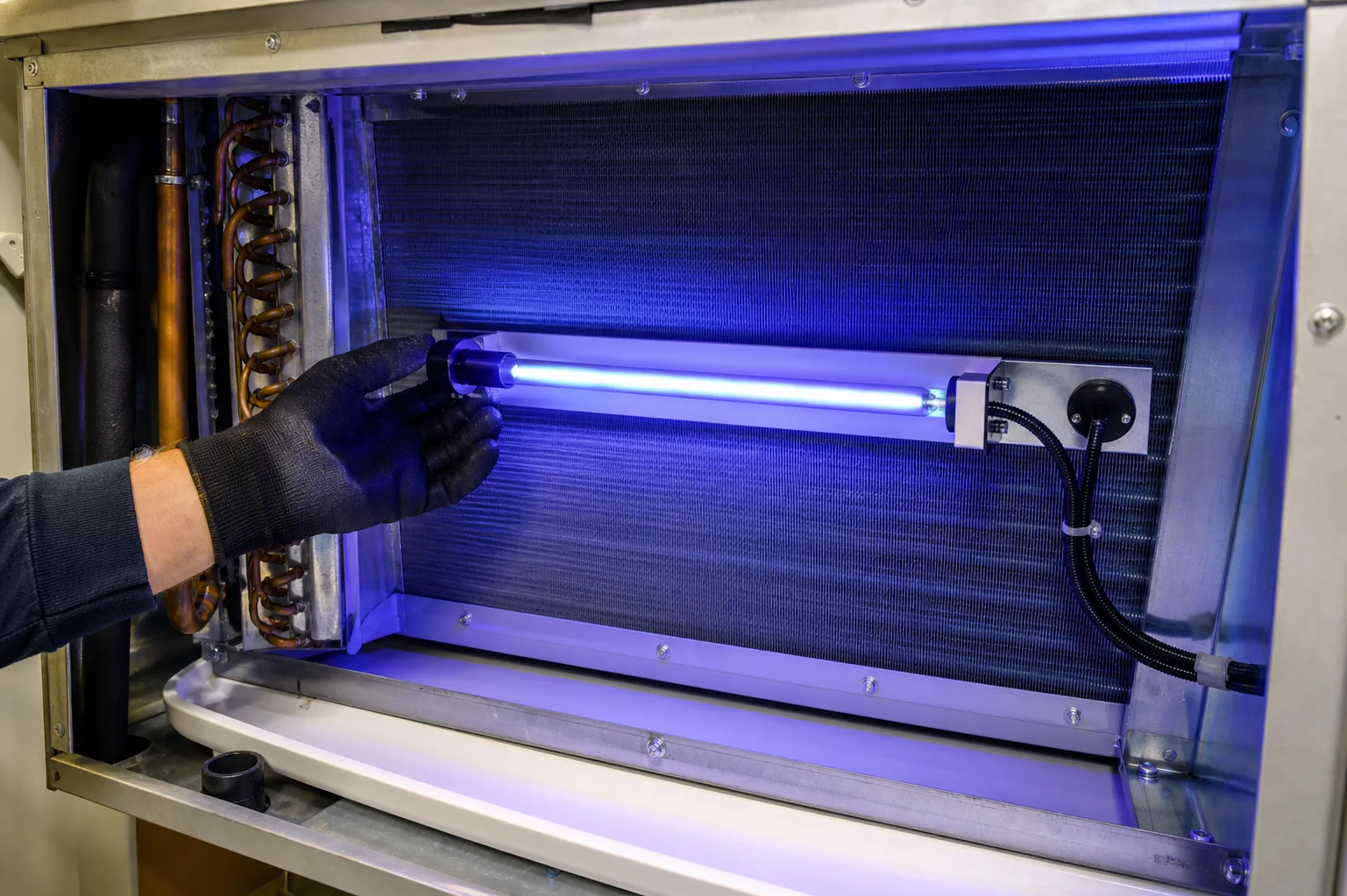 Installed UV lamp